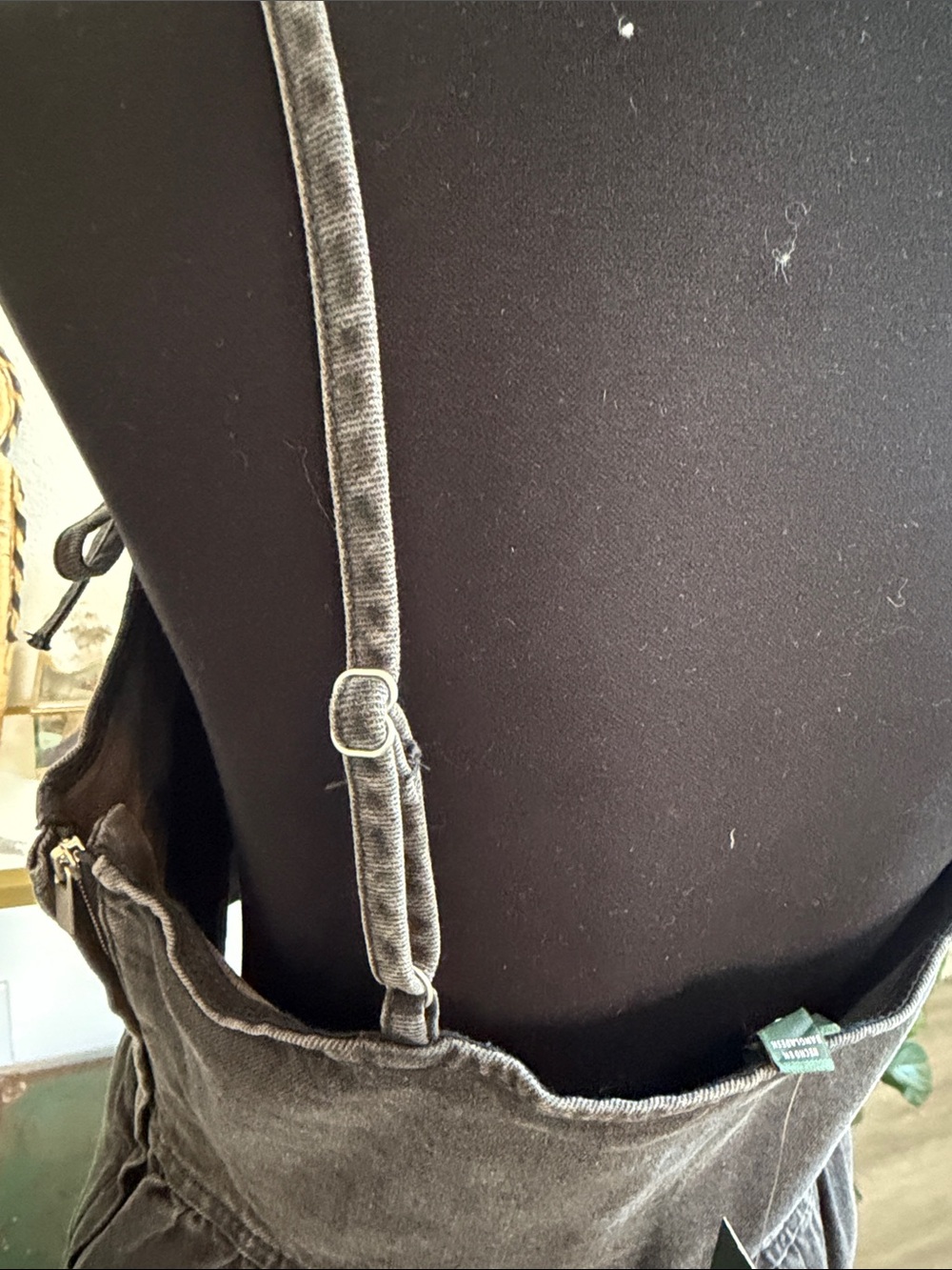 Washed Black Jean Camisole Tank with Tie Straps - Picture 4 of 7